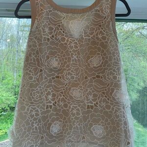 Ann Taylor Floral Lace Top - Cream